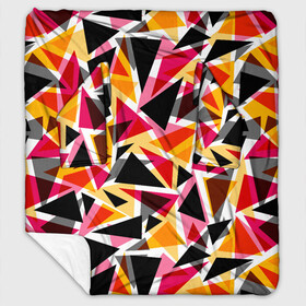 Плед с рукавами с принтом Разноцветные треугольники в Санкт-Петербурге, 100% полиэстер | Закругленные углы, все края обработаны. Ткань не мнется и не растягивается. Размер 170*145 | абстрактный | геометрические фигуры | геометрический узор | желтый | красный | полигональный | разноцветный | треугольники | черный