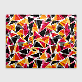 Обложка для студенческого билета с принтом Разноцветные треугольники в Санкт-Петербурге, натуральная кожа | Размер: 11*8 см; Печать на всей внешней стороне | абстрактный | геометрические фигуры | геометрический узор | желтый | красный | полигональный | разноцветный | треугольники | черный