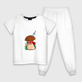 Детская пижама хлопок с принтом Рафаэль в Санкт-Петербурге, 100% хлопок |  брюки и футболка прямого кроя, без карманов, на брюках мягкая резинка на поясе и по низу штанин
 | mushroom | гриб | мультяшка | ниндзя | повязка | рафаэль | сай | смайл