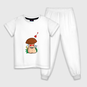 Детская пижама хлопок с принтом Влюбленный в Санкт-Петербурге, 100% хлопок |  брюки и футболка прямого кроя, без карманов, на брюках мягкая резинка на поясе и по низу штанин
 | mushroom | амур | гриб | любовь | мультяшка | сердечко | сердце | смайл | стрела