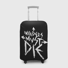 Чехол для чемодана 3D с принтом Invaders must die в Санкт-Петербурге, 86% полиэфир, 14% спандекс | двустороннее нанесение принта, прорези для ручек и колес | alternative | dj | electo | music | prodigy | альтернатива | музыка | продиджи | продижи | электроника