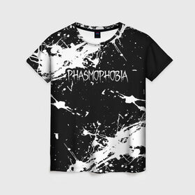 Женская футболка 3D с принтом Phasmophobia  краска в Санкт-Петербурге, 100% полиэфир ( синтетическое хлопкоподобное полотно) | прямой крой, круглый вырез горловины, длина до линии бедер | horror | phasmophobia | игра | пхасмафобия | пхасмофобия | фазмофобия | фасмофобия | хоррор