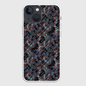 Чехол для iPhone 13 mini с принтом Коричневый абстрактный узор в Санкт-Петербурге,  |  | абстрактный | камуфляжный | милитари | мужской | пестрый | темно коричневый | штрихи