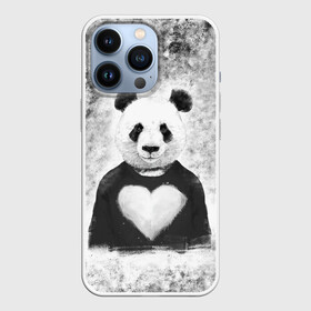 Чехол для iPhone 13 Pro с принтом Панда Любовь Сердце Меланж в Санкт-Петербурге,  |  | animals | beast | panda | глаза | животные | звери | краски | любовь | меланж | милые | панда | пятна | растения | сердце | серый | цветы | чб | эвкалипт