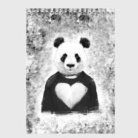 Скетчбук с принтом Панда Любовь Сердце Меланж  в Санкт-Петербурге, 100% бумага
 | 48 листов, плотность листов — 100 г/м2, плотность картонной обложки — 250 г/м2. Листы скреплены сверху удобной пружинной спиралью | animals | beast | panda | глаза | животные | звери | краски | любовь | меланж | милые | панда | пятна | растения | сердце | серый | цветы | чб | эвкалипт