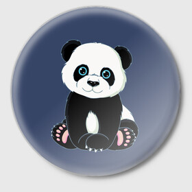 Значок с принтом Милая Панда (Sweet Panda) в Санкт-Петербурге,  металл | круглая форма, металлическая застежка в виде булавки | animals | beast | panda | глаза | детям | животные | звери | лапки | милые | мульт | панда | растения | цветы | эвкалипт