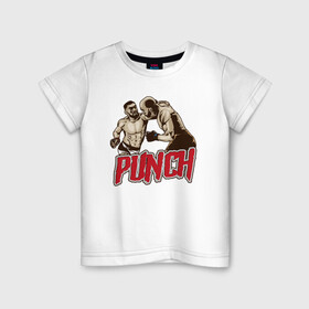 Детская футболка хлопок с принтом Punch в Санкт-Петербурге, 100% хлопок | круглый вырез горловины, полуприлегающий силуэт, длина до линии бедер | боец | бойцы | борьба | драка | иллюстрация | спорт | удар