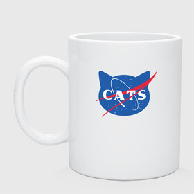 Кружка керамическая с принтом Cats NASA в Санкт-Петербурге, керамика | объем — 330 мл, диаметр — 80 мм. Принт наносится на бока кружки, можно сделать два разных изображения | Тематика изображения на принте: animal | cat | cute | kitty | meow | nasa | space | друг | животные | киска | кися | китти | космос | кот | котенок | котик | котэ | кошечка | кошка | мур | мяу | питомец