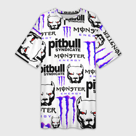 Платье-футболка 3D с принтом PITBULL SYNDICATE X MONSTER в Санкт-Петербурге,  |  | games | monster energy | pitbull syndicate | игры | питбудь синдикат | питбуль | разработчик игр | собака | энергетик. | эрик давидыч