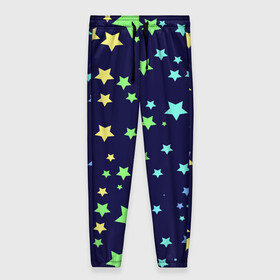 Женские брюки 3D с принтом Звезды в Санкт-Петербурге, полиэстер 100% | прямой крой, два кармана без застежек по бокам, с мягкой трикотажной резинкой на поясе и по низу штанин. В поясе для дополнительного комфорта — широкие завязки | звезда | звездопад | небо | ночь | разноцветный