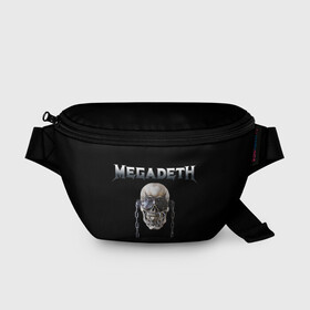 Поясная сумка 3D с принтом Megadeth в Санкт-Петербурге, 100% полиэстер | плотная ткань, ремень с регулируемой длиной, внутри несколько карманов для мелочей, основное отделение и карман с обратной стороны сумки застегиваются на молнию | megadeth | rock | trash metal | мега | мегадетх | метал | рок