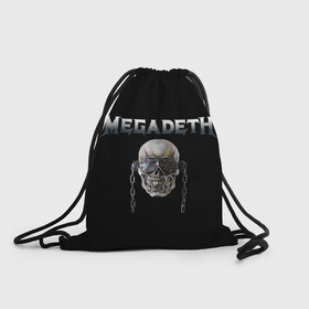 Рюкзак-мешок 3D с принтом Megadeth в Санкт-Петербурге, 100% полиэстер | плотность ткани — 200 г/м2, размер — 35 х 45 см; лямки — толстые шнурки, застежка на шнуровке, без карманов и подкладки | megadeth | rock | trash metal | мега | мегадетх | метал | рок