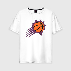 Женская футболка хлопок Oversize с принтом Suns Basket в Санкт-Петербурге, 100% хлопок | свободный крой, круглый ворот, спущенный рукав, длина до линии бедер
 | basketball | mvp | nba | phoenix | sport | streetball | suns | аризона | баскетбол | игра | крис пол | мяч | нба | санс | спорт | стритбол | тренер | финикс | чемпион