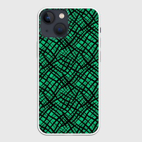 Чехол для iPhone 13 mini с принтом Абстрактный зелено черный узор в Санкт-Петербурге,  |  | абстрактный | зеленый | креативный камуфляж | линии | молодежный | полосатый | черный