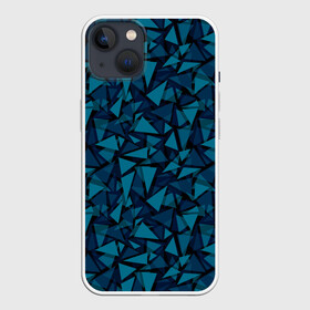 Чехол для iPhone 13 с принтом Синий  полигональный паттерн в Санкт-Петербурге,  |  | любовь | молодежный | набросок | полосатый узор | популярный | рисунок | скетч | черно белый | школа