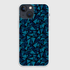Чехол для iPhone 13 mini с принтом Синий  полигональный паттерн в Санкт-Петербурге,  |  | любовь | молодежный | набросок | полосатый узор | популярный | рисунок | скетч | черно белый | школа