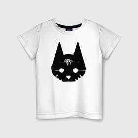 Детская футболка хлопок с принтом Stray Game 2021 в Санкт-Петербурге, 100% хлопок | круглый вырез горловины, полуприлегающий силуэт, длина до линии бедер | 2021 | cat | cyberpunk | game | stray | бродилка | бродить | бродячий | киберпанк | кот | стрей | стрэй