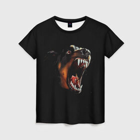 Женская футболка 3D с принтом РОТВЕЙЛЕР в Санкт-Петербурге, 100% полиэфир ( синтетическое хлопкоподобное полотно) | прямой крой, круглый вырез горловины, длина до линии бедер | animal | dog | evil | fury | домашние | животные | звери | злой | зубы | клыки | пасть | пес | ротвейлер | собака | ярость