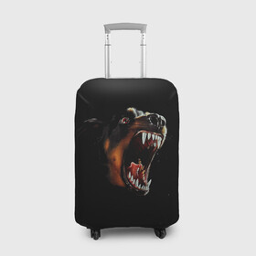 Чехол для чемодана 3D с принтом РОТВЕЙЛЕР в Санкт-Петербурге, 86% полиэфир, 14% спандекс | двустороннее нанесение принта, прорези для ручек и колес | animal | dog | evil | fury | домашние | животные | звери | злой | зубы | клыки | пасть | пес | ротвейлер | собака | ярость