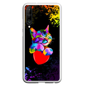 Чехол для Honor P30 с принтом РАДУЖНЫЙ КОТИК / RAINBOW KITTY в Санкт-Петербурге, Силикон | Область печати: задняя сторона чехла, без боковых панелей | Тематика изображения на принте: heart | kitty | like | low poly | rainbow | животные | звери | котик | лайк | радуга | радужный котик | сердечко | цветные