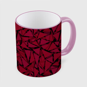 Кружка с полной запечаткой с принтом Красный комбинированный узор  в Санкт-Петербурге, керамика | ёмкость 330 мл | абстрактный | в полоску | геометрический | красный | полосатый | современный