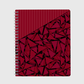 Тетрадь с принтом Красный комбинированный узор  в Санкт-Петербурге, 100% бумага | 48 листов, плотность листов — 60 г/м2, плотность картонной обложки — 250 г/м2. Листы скреплены сбоку удобной пружинной спиралью. Уголки страниц и обложки скругленные. Цвет линий — светло-серый
 | абстрактный | в полоску | геометрический | красный | полосатый | современный