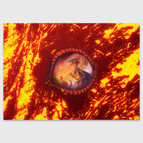 Поздравительная открытка с принтом Дино | Метеор | Небесный молот (Z) в Санкт-Петербурге, 100% бумага | плотность бумаги 280 г/м2, матовая, на обратной стороне линовка и место для марки
 | dino | dinosauria | астероид | взрыв | дино | динозавр | зрачок | метеор | метеорит | небесный молот | парк юрского | пожар | юрский период | ящер | ящерица