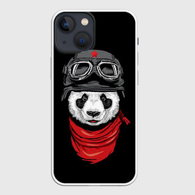 Чехол для iPhone 13 mini с принтом Панда Танкист в Санкт-Петербурге,  |  | animal | funny | panda | военный | животные | звери | милые | очки | панда | прикол | хипстер