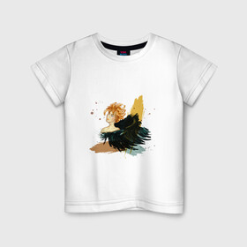 Детская футболка хлопок с принтом Fallen Angel в Санкт-Петербурге, 100% хлопок | круглый вырез горловины, полуприлегающий силуэт, длина до линии бедер | angel | ангел | голубые глаза | живопись | крылья | мальчик | мифология | падший ангел | сказка | фольклор
