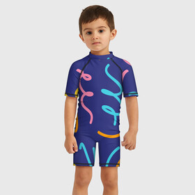 Детский купальный костюм 3D с принтом Одноцветная ячейка в Санкт-Петербурге, Полиэстер 85%, Спандекс 15% | застежка на молнии на спине | Тематика изображения на принте: крем | радостный праздник | спагетти | хлопок | цветная бумага