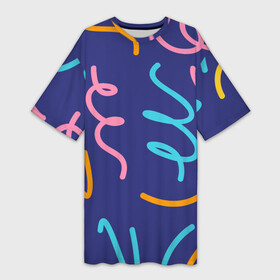 Платье-футболка 3D с принтом Одноцветная ячейка в Санкт-Петербурге,  |  | крем | радостный праздник | спагетти | хлопок | цветная бумага
