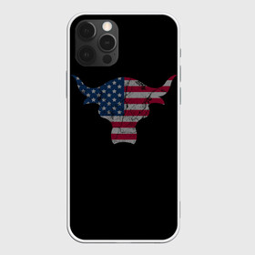 Чехол для iPhone 12 Pro с принтом The Bull в Санкт-Петербурге, силикон | область печати: задняя сторона чехла, без боковых панелей | Тематика изображения на принте: америка | белый | бык | звёзды | красный | полоски | рога | флаг