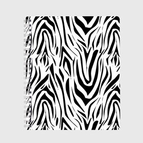 Тетрадь с принтом Черно-белая зебра в Санкт-Петербурге, 100% бумага | 48 листов, плотность листов — 60 г/м2, плотность картонной обложки — 250 г/м2. Листы скреплены сбоку удобной пружинной спиралью. Уголки страниц и обложки скругленные. Цвет линий — светло-серый
 | Тематика изображения на принте: зебра | модный | молодежный | популярный | современный | тигровый | тренд | черно белый