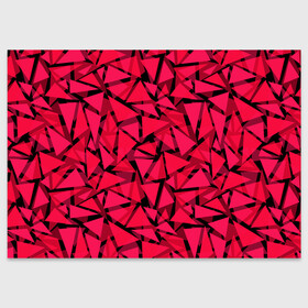 Поздравительная открытка с принтом Красно-черный полигональный в Санкт-Петербурге, 100% бумага | плотность бумаги 280 г/м2, матовая, на обратной стороне линовка и место для марки
 | абстрактный | алый | геометрический | детский | красный | молодежный | современный | текстура | треугольники | узор