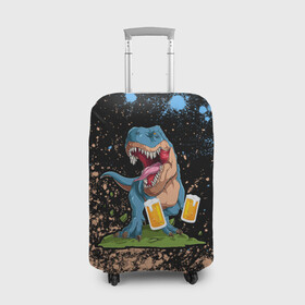 Чехол для чемодана 3D с принтом Пивозавр - Краска в Санкт-Петербурге, 86% полиэфир, 14% спандекс | двустороннее нанесение принта, прорези для ручек и колес | dinosaur | pivo | pivozavr | взрыв | динозавр | краска | прикол