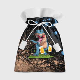 Подарочный 3D мешок с принтом Пивозавр - Краска в Санкт-Петербурге, 100% полиэстер | Размер: 29*39 см | Тематика изображения на принте: dinosaur | pivo | pivozavr | взрыв | динозавр | краска | прикол
