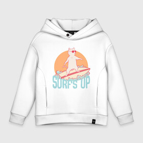 Детское худи Oversize хлопок с принтом Surfs Up | Кот сёрфер на гребне волны в Санкт-Петербурге, френч-терри — 70% хлопок, 30% полиэстер. Мягкий теплый начес внутри —100% хлопок | боковые карманы, эластичные манжеты и нижняя кромка, капюшон на магнитной кнопке | animal | cat | cute | kitty | meow | serfing | друг | животные | киска | кися | китти | кот | котенок | котик | котэ | кошечка | кошка | море | мур | мяу | питомец | серф | серфинг