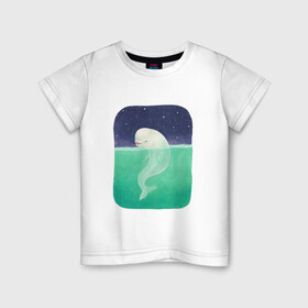 Детская футболка хлопок с принтом Белуха в Санкт-Петербурге, 100% хлопок | круглый вырез горловины, полуприлегающий силуэт, длина до линии бедер | арт | белуха | звезда | звёзды | море | ночное небо | ночь | океан | природа | рисунок