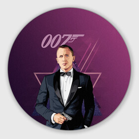 Коврик для мышки круглый с принтом агент 007 Джеймс Бонд в Санкт-Петербурге, резина и полиэстер | круглая форма, изображение наносится на всю лицевую часть | 007 | bond | james bond | no time to die | бонд | джеймс бонд | кино | не время умирать