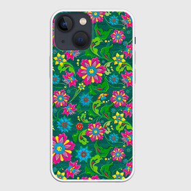 Чехол для iPhone 13 mini с принтом Поле разноцветных цветков в Санкт-Петербурге,  |  | красивые цветы | мозаика | мозаика из цветов | природа | узоры | узоры из цветов | цветочки | цветочная | цветы | цветы арт