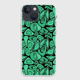 Чехол для iPhone 13 mini с принтом Зеленый абстрактный узор в Санкт-Петербурге,  |  | абстрактный | в горошек | граффити | детский современный | зелено черный | простой | ретро