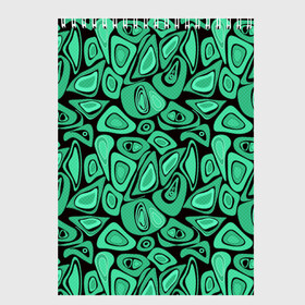 Скетчбук с принтом Зеленый абстрактный узор в Санкт-Петербурге, 100% бумага
 | 48 листов, плотность листов — 100 г/м2, плотность картонной обложки — 250 г/м2. Листы скреплены сверху удобной пружинной спиралью | абстрактный | в горошек | граффити | детский современный | зелено черный | простой | ретро