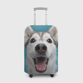 Чехол для чемодана 3D с принтом Хаски в Санкт-Петербурге, 86% полиэфир, 14% спандекс | двустороннее нанесение принта, прорези для ручек и колес | dog | дог | домашние животные | звери | сибирский хаски | собака | собаки | хаски