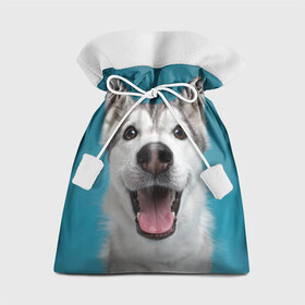 Подарочный 3D мешок с принтом Хаски в Санкт-Петербурге, 100% полиэстер | Размер: 29*39 см | Тематика изображения на принте: dog | дог | домашние животные | звери | сибирский хаски | собака | собаки | хаски