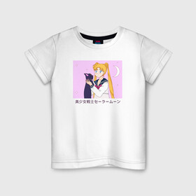 Детская футболка хлопок с принтом Сейлор мун в Санкт-Петербурге, 100% хлопок | круглый вырез горловины, полуприлегающий силуэт, длина до линии бедер | аниме | луна | мультик | сейлор мун | япония