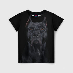 Детская футболка 3D с принтом Кане-корсо | собака в Санкт-Петербурге, 100% гипоаллергенный полиэфир | прямой крой, круглый вырез горловины, длина до линии бедер, чуть спущенное плечо, ткань немного тянется | dog | домашние животные | кане корсо | питбуль | собака | собаки
