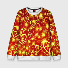 Детский свитшот 3D с принтом Любовный взрыв в Санкт-Петербурге, 100% полиэстер | свободная посадка, прямой крой, мягкая тканевая резинка на рукавах и понизу свитшота | Тематика изображения на принте: любовь | салют | сердечки | сердца | сердце | фейверк