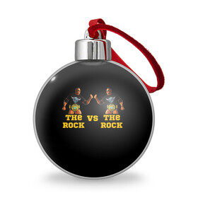 Ёлочный шар с принтом The ROCK VS The ROCK в Санкт-Петербурге, Пластик | Диаметр: 77 мм | versus | двойники | дуэйн джонсон | жёлтый | пояс | скала против скалы | чёрный