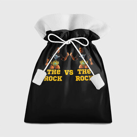 Подарочный 3D мешок с принтом The ROCK VS The ROCK в Санкт-Петербурге, 100% полиэстер | Размер: 29*39 см | versus | двойники | дуэйн джонсон | жёлтый | пояс | скала против скалы | чёрный
