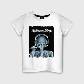 Детская футболка хлопок с принтом Halloween Party в Санкт-Петербурге, 100% хлопок | круглый вырез горловины, полуприлегающий силуэт, длина до линии бедер | halloween | party | skeleton | x ray | вечеринка | рентген | скелет | хэллоуин